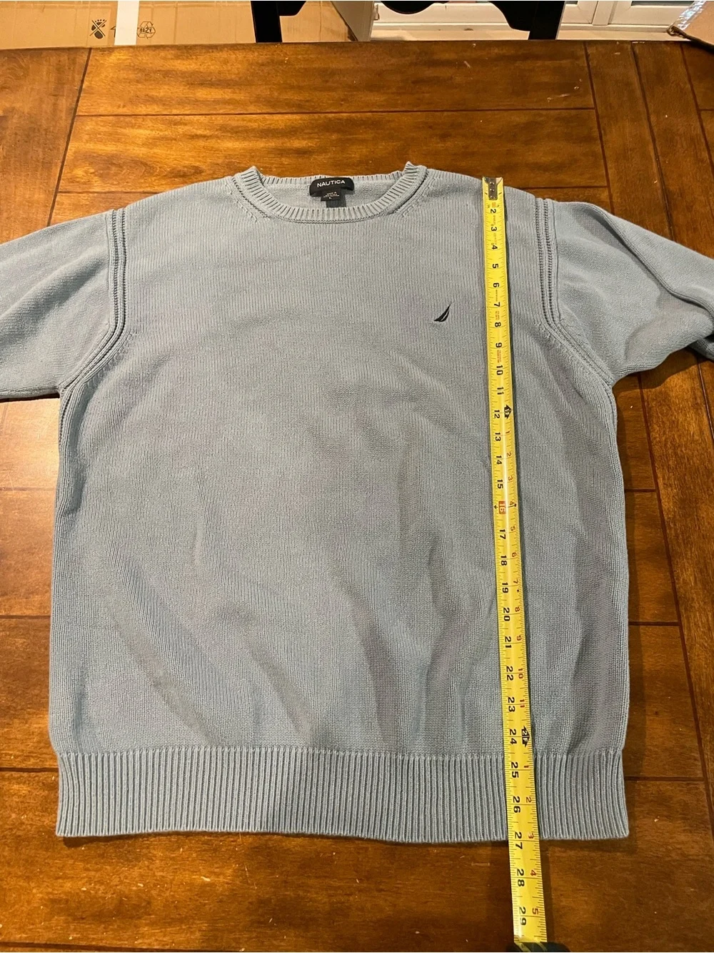 Nautica Men's Light Blue Crewneck Sweater with Sail Logo